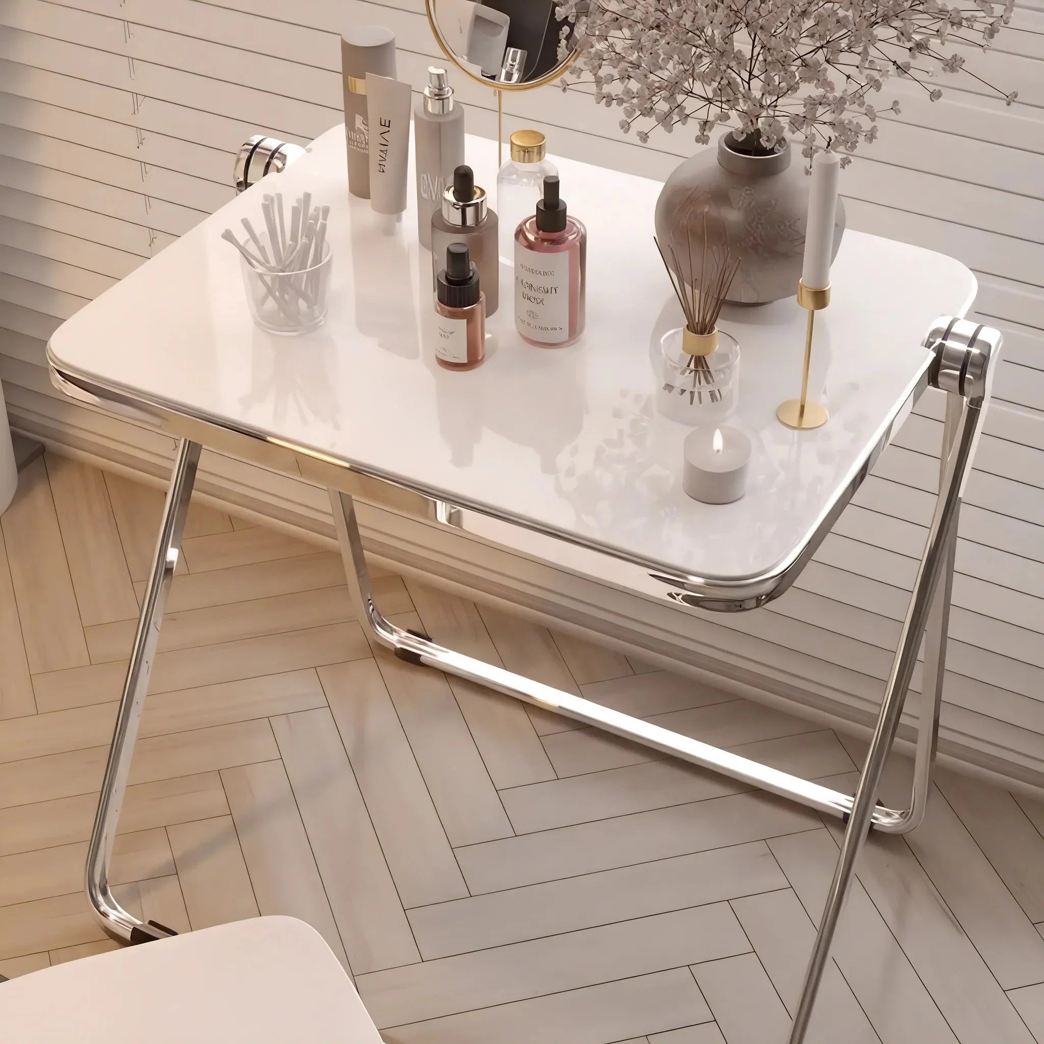 Foldable Acrylic Coffee Table - Transparent Medium Side Table