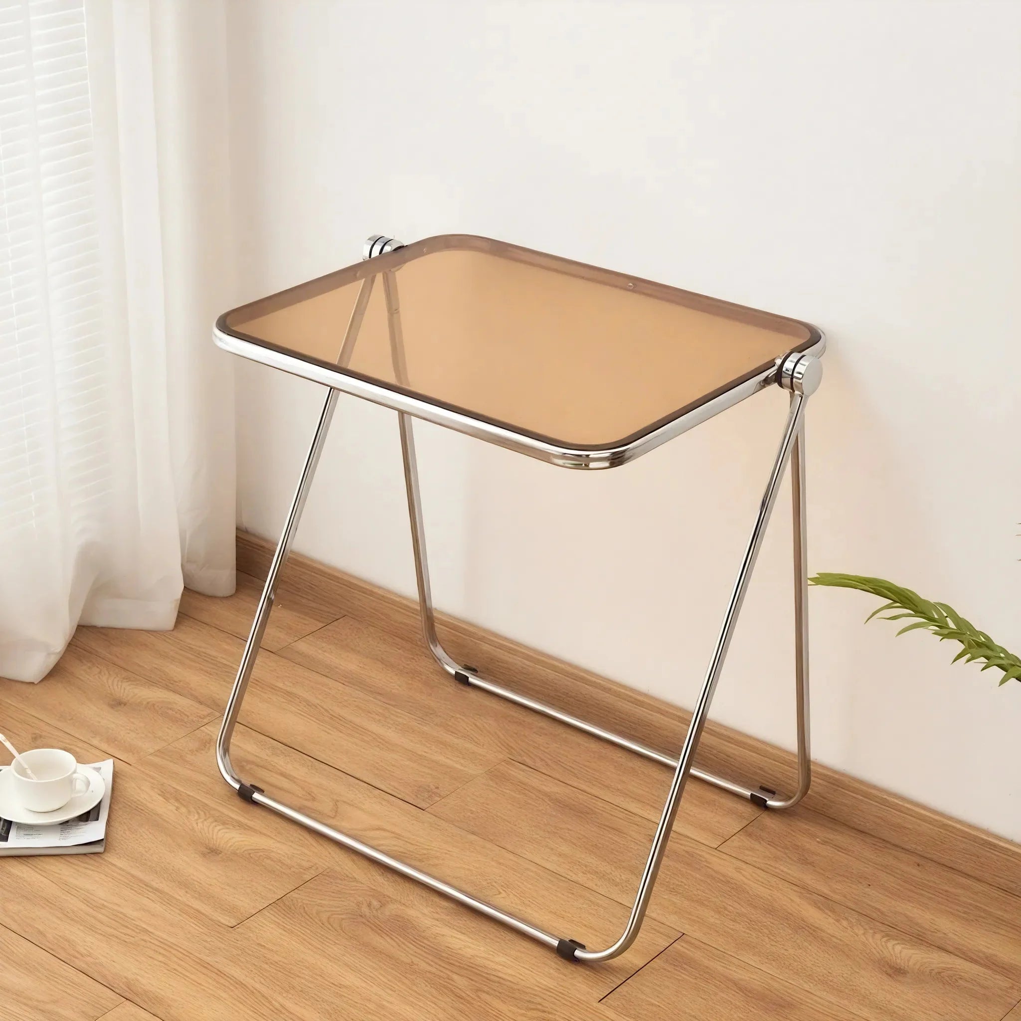 Foldable Acrylic Coffee Table - Transparent Medium Side Table