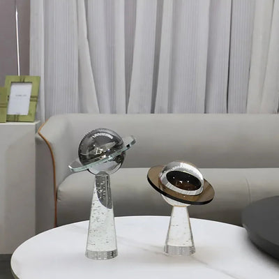 Saturn Planet Sculpture - Solid Crystal Art Decor