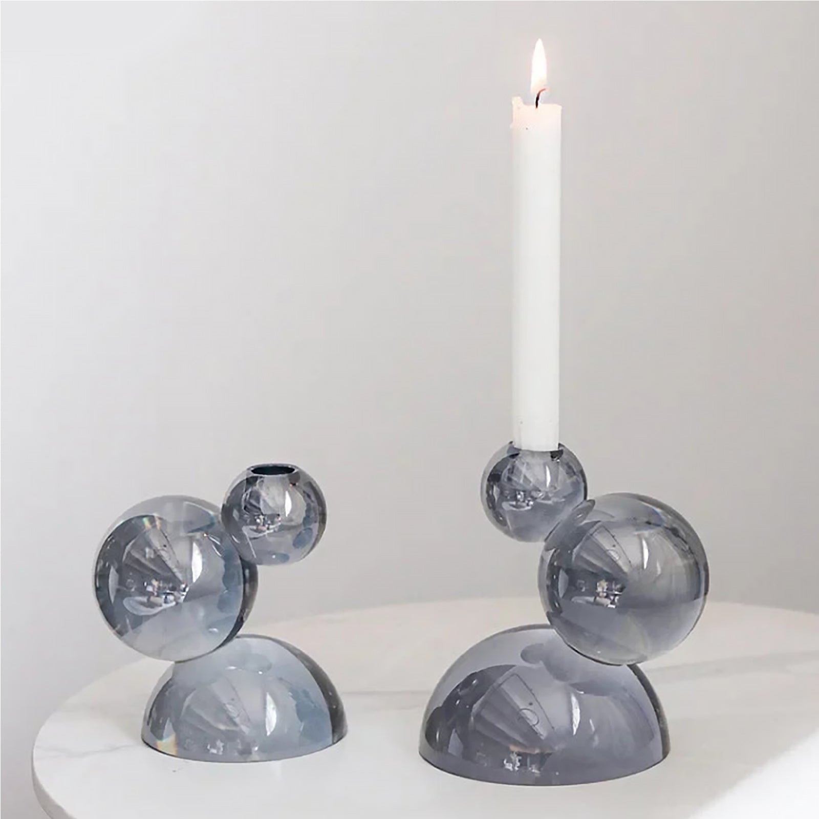Crystal Candle Holders - Handcrafted Stacked Ball Design