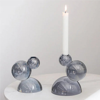 Crystal Candle Holders - Handcrafted Stacked Ball Design