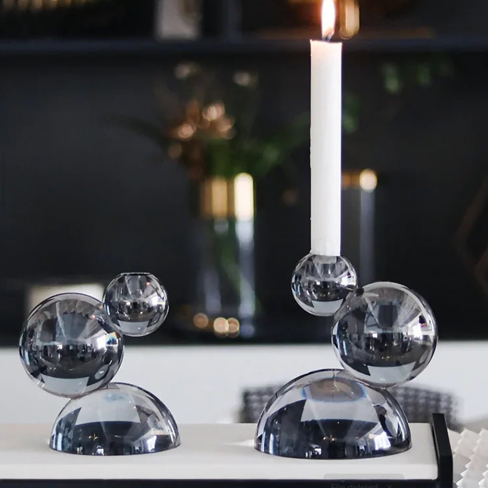 Crystal Candle Holders - Handcrafted Stacked Ball Design