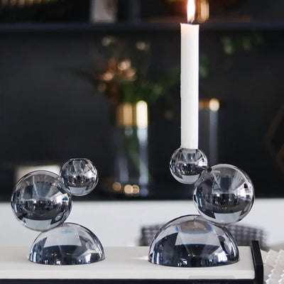 Crystal Candle Holders - Handcrafted Stacked Ball Design