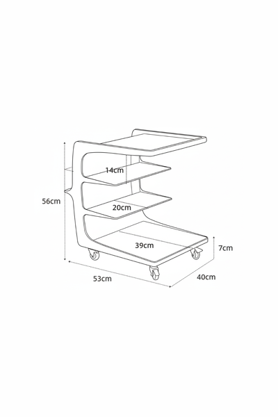 GLOSSY GLIDE | Contemporary Multi-Tier Organizer Cart