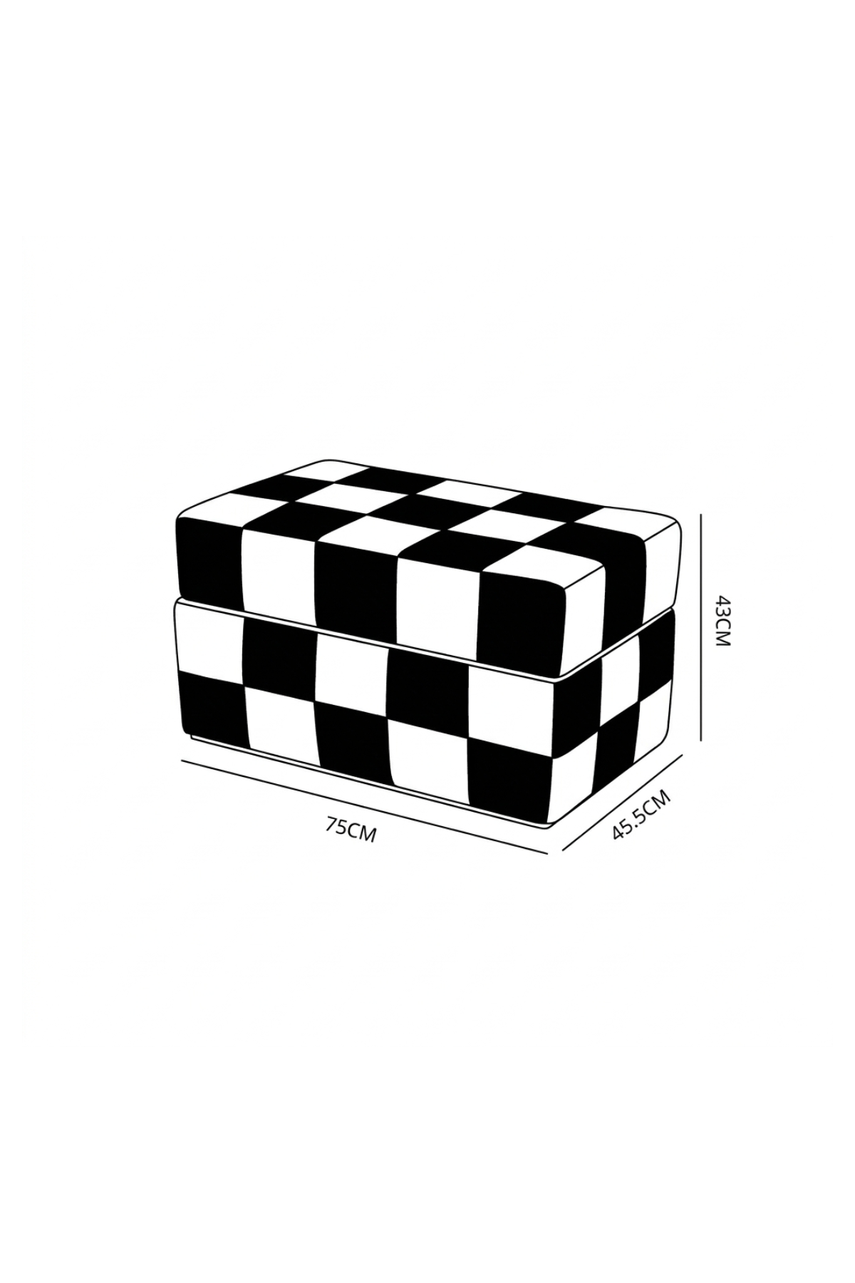 VELVET-CHECK | Checkered Storage Ottoman