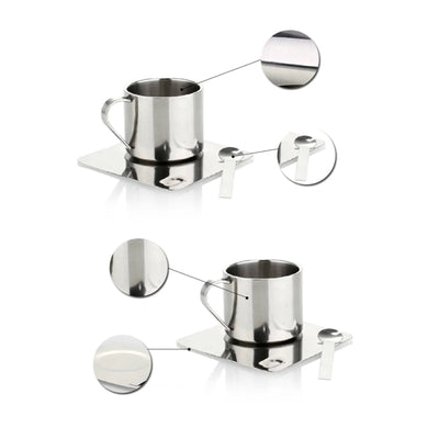 Thermal Coffee Set - Stainless Steel Double Wall Cup & Plate