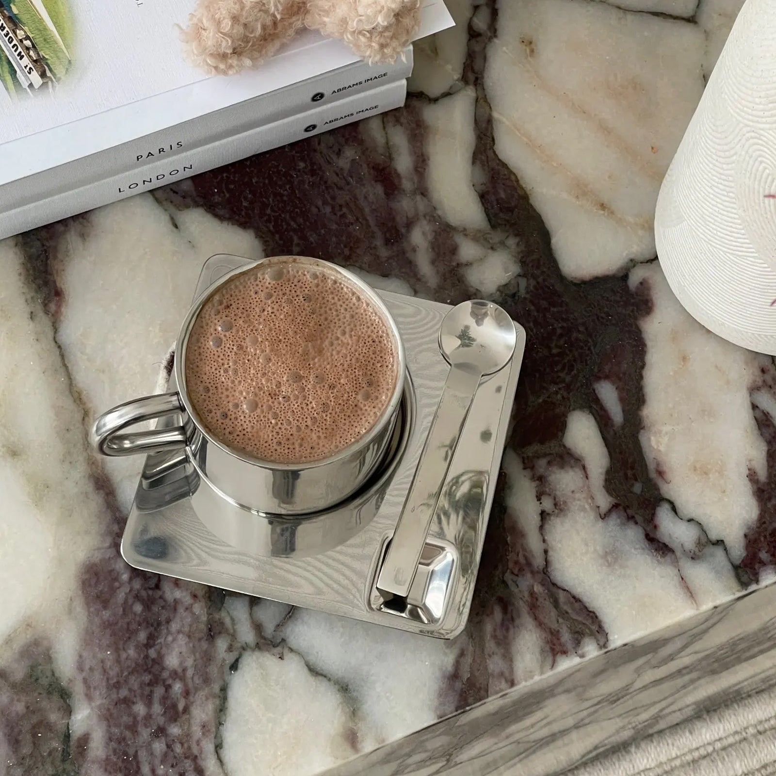 Thermal Coffee Set - Stainless Steel Double Wall Cup & Plate