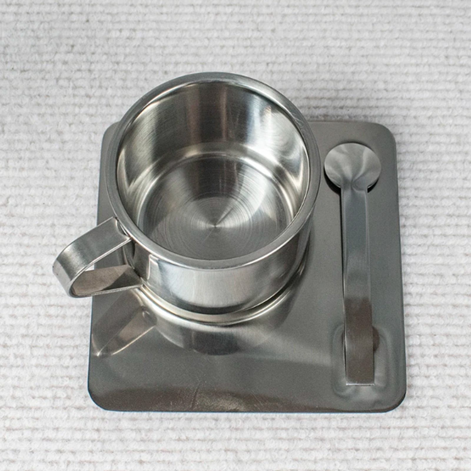 Thermal Coffee Set - Stainless Steel Double Wall Cup & Plate