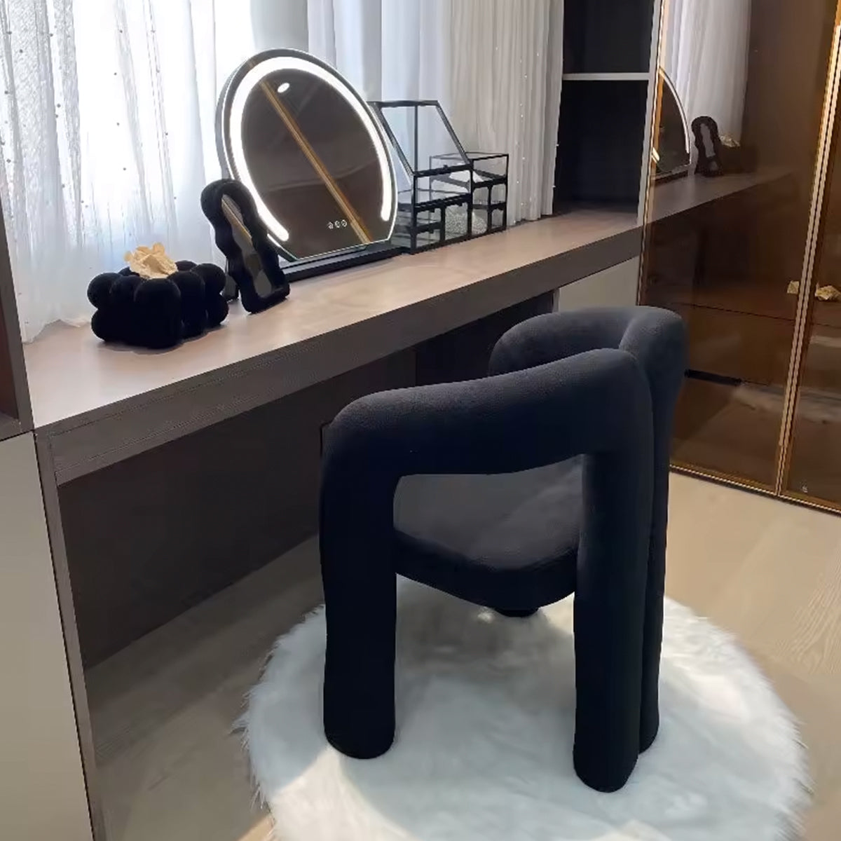Teddy Fabric Lounge Chair - Open Back Modern Accent Seat