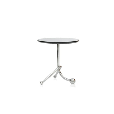 Vintage Round Side Table - Twisted Metal Frame, Stainless Steel Accent