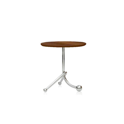 Vintage Round Side Table - Twisted Metal Frame, Stainless Steel Accent