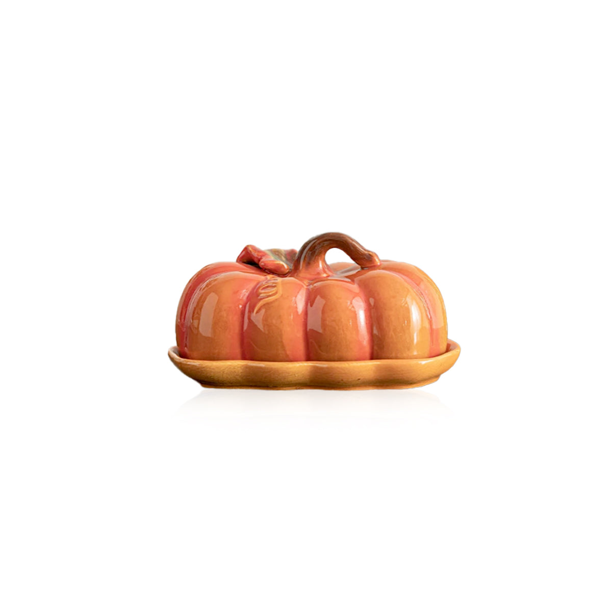 Pumpkin Ceramic Plate – Small Festive Serving Dish with Lid