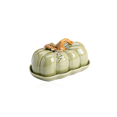 Pumpkin Ceramic Plate – Small Festive Serving Dish with Lid