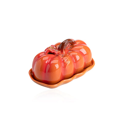 Pumpkin Ceramic Plate – Small Festive Serving Dish with Lid