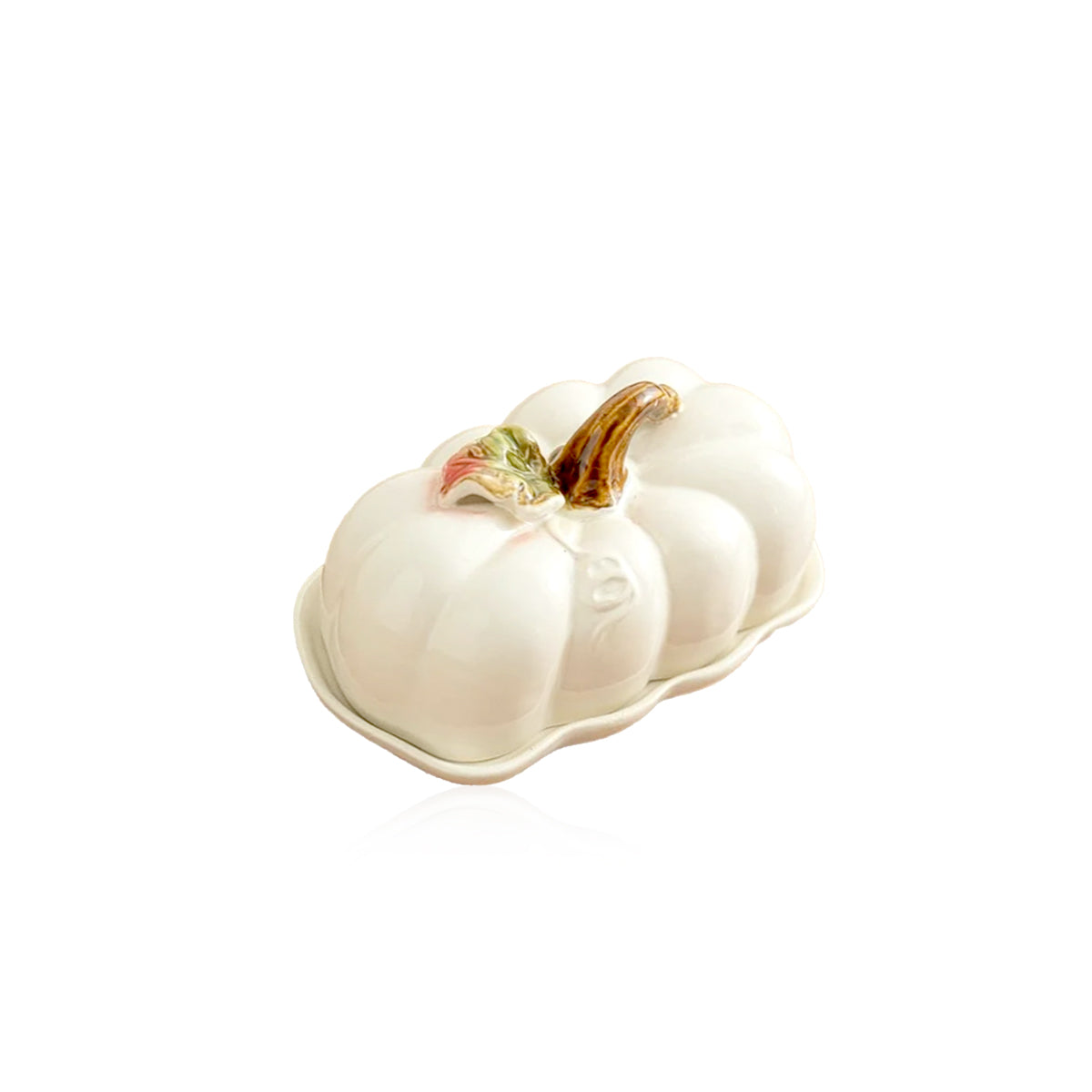 Pumpkin Ceramic Plate – Small Festive Serving Dish with Lid