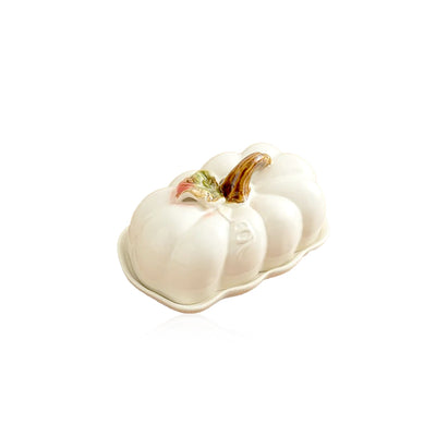 Pumpkin Ceramic Plate – Small Festive Serving Dish with Lid