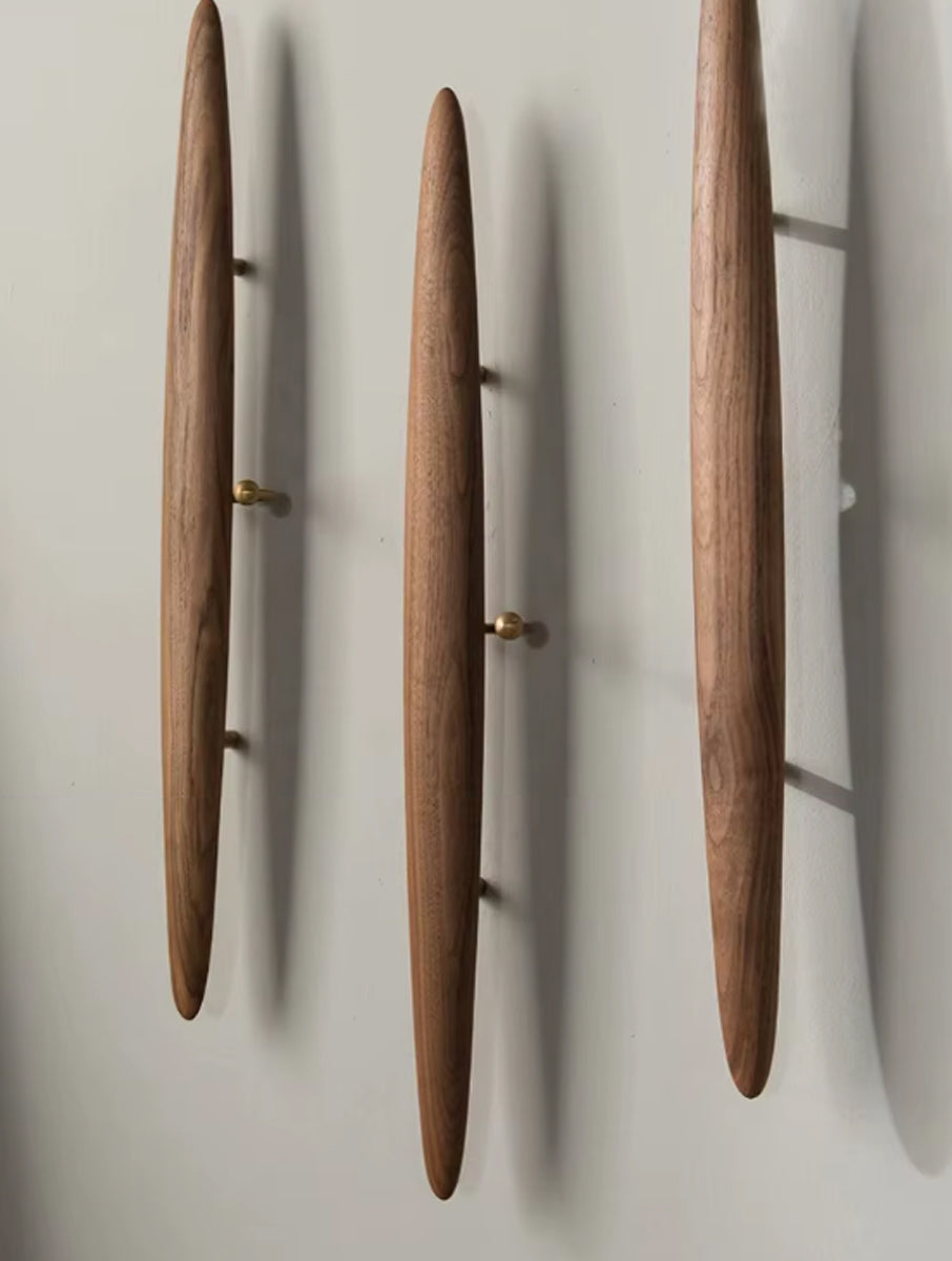 Solid Wood Coat Rack - Vintage Japanese Oak Wall Hanger