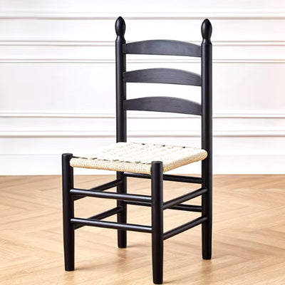 Vintage Wooden Dining Chair – Solid Wood Rope Woven Seat