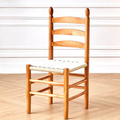 Vintage Wooden Dining Chair – Solid Wood Rope Woven Seat
