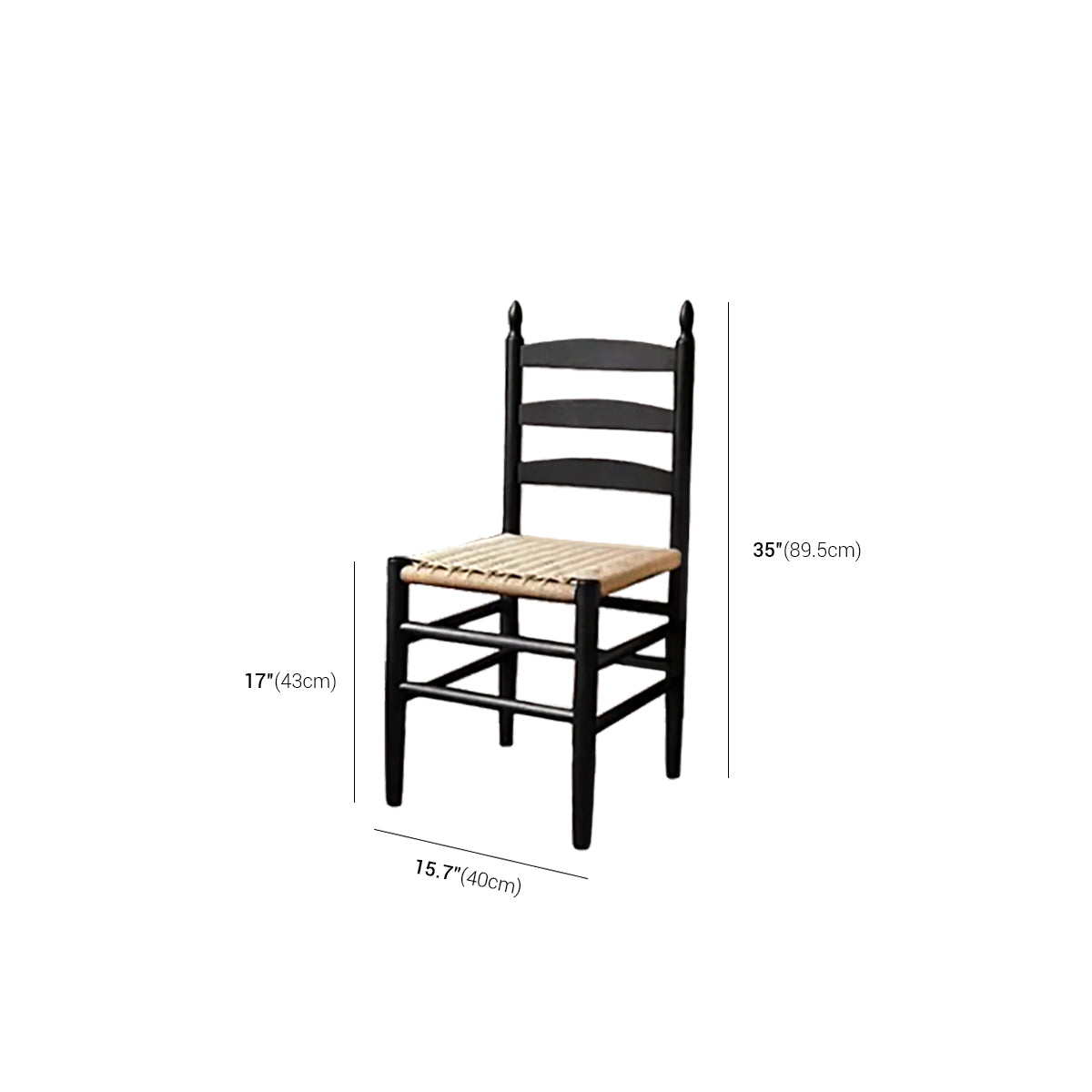 Vintage Wooden Dining Chair – Solid Wood Rope Woven Seat