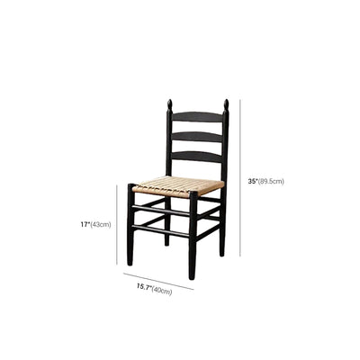 Vintage Wooden Dining Chair – Solid Wood Rope Woven Seat