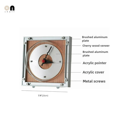 Vintage Aluminum Clock | Retro Wooden & Geometric Style