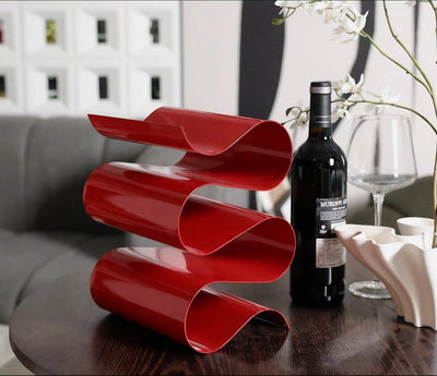 WAVE-DESIGN | Red Metal Wine Rack