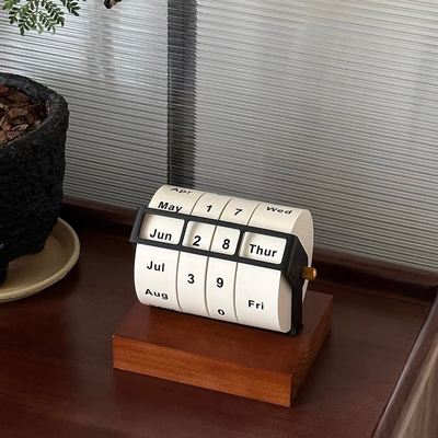 buy wooden desk calendar with rotating wheel & vintage look online, unique gift idea