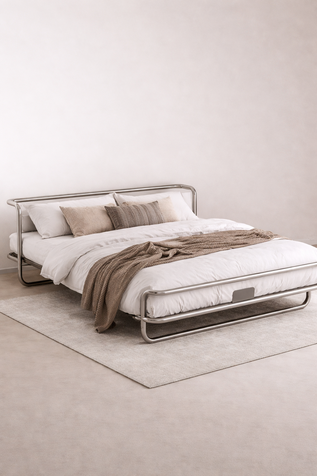 Industrial Bed Frame - Stainless Steel Metal Queen Size