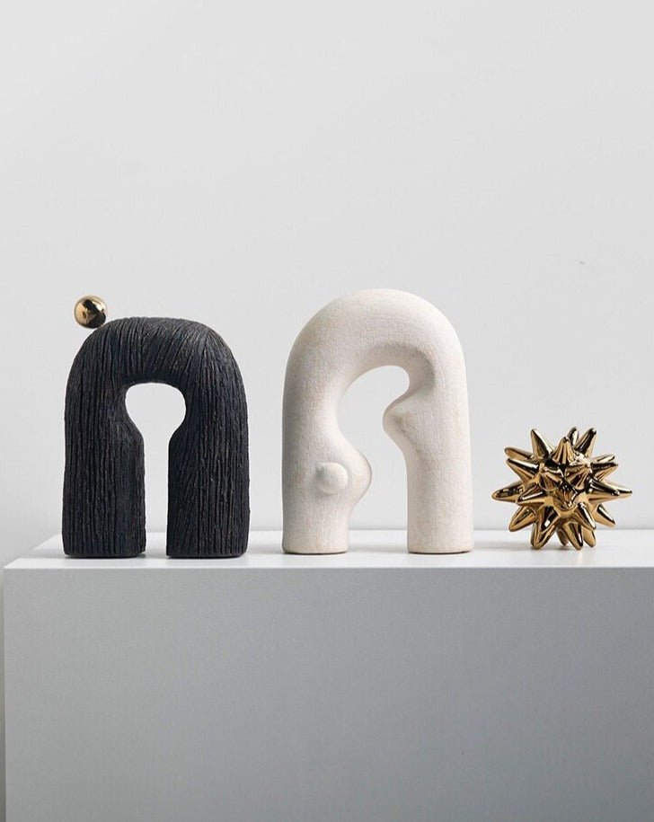 Abstract Art Statue - Ceramic Sculpture with Hand Shaped Curves
