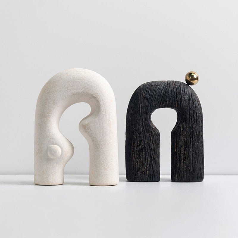 Abstract Art Statue - Ceramic Sculpture with Hand Shaped Curves