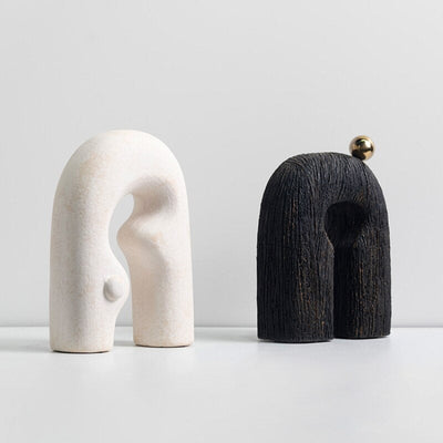 Abstract Art Statue - Ceramic Sculpture with Hand Shaped Curves