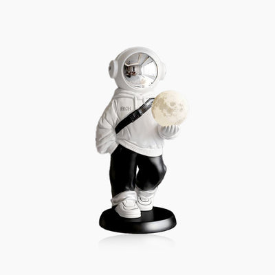Astronaut Floor Statue Ceramic Sculpture With Moon Lamp