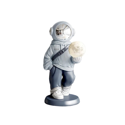 Astronaut Floor Statue Ceramic Sculpture With Moon Lamp