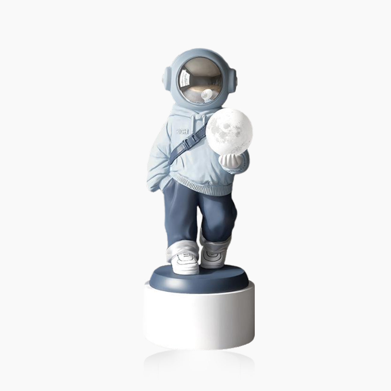 Astronaut Floor Statue Ceramic Sculpture With Moon Lamp