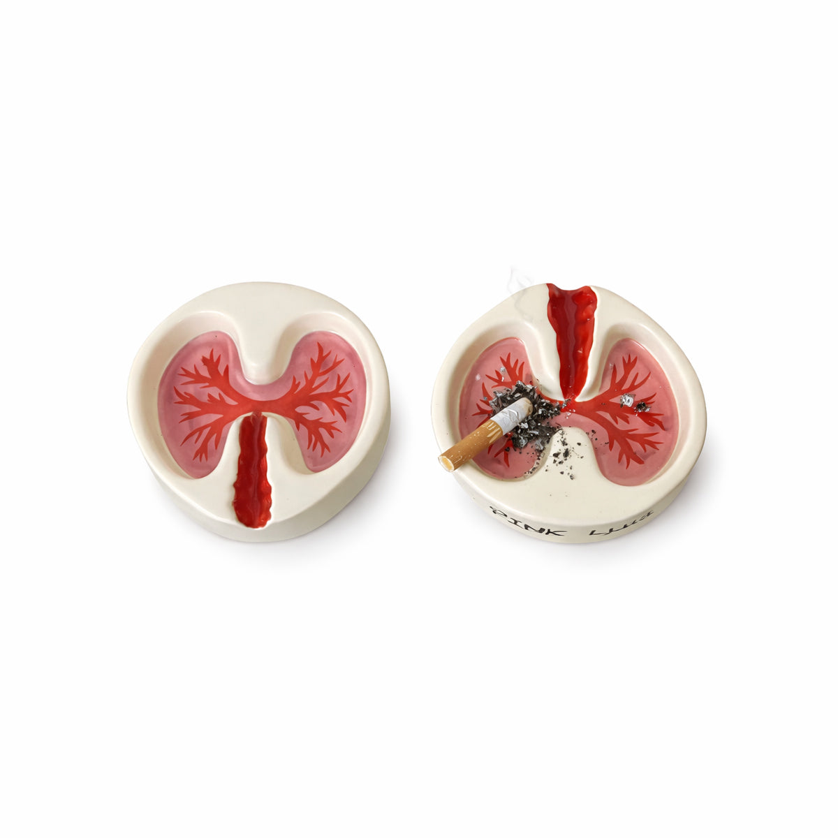 Pink Lung Ashtray - Ceramic Resin Design 4x4"