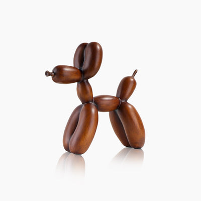 Dog Art Sculpture - Wood Grain Resin Figurine