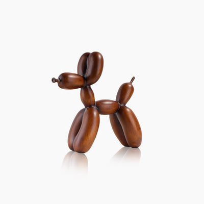 Dog Art Sculpture - Wood Grain Resin Figurine