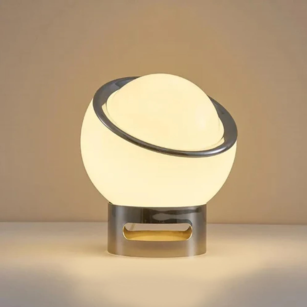 Retro Table Lamp - Glass Stone Metal Stand, Rotatable USB Corded