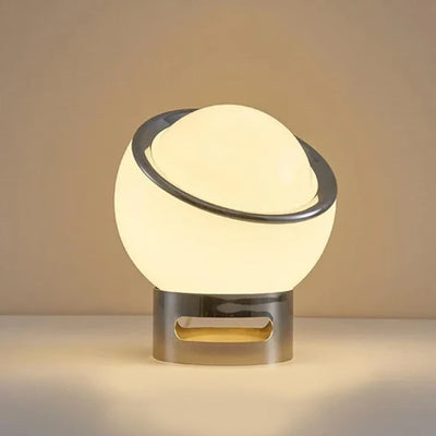 Retro Table Lamp - Glass Stone Metal Stand, Rotatable USB Corded