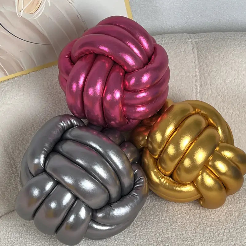METALLIC-KNOT | Radiant Spandex Sculptural Pillow