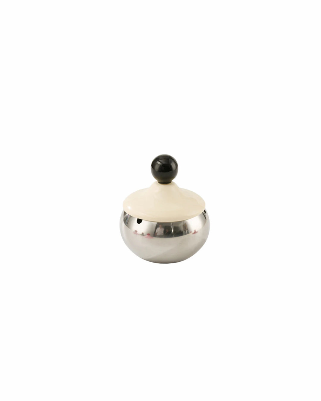 Milk white dopamine ball ashtray, front view