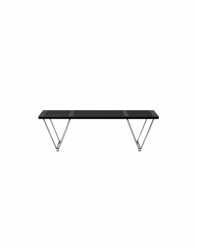 Black finish slat bench, 120cm length, front view