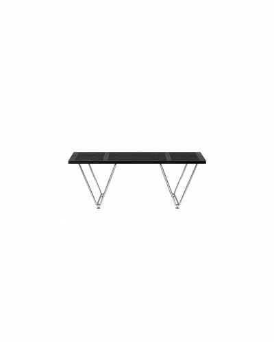 Black finish slat bench, 100cm length, front view