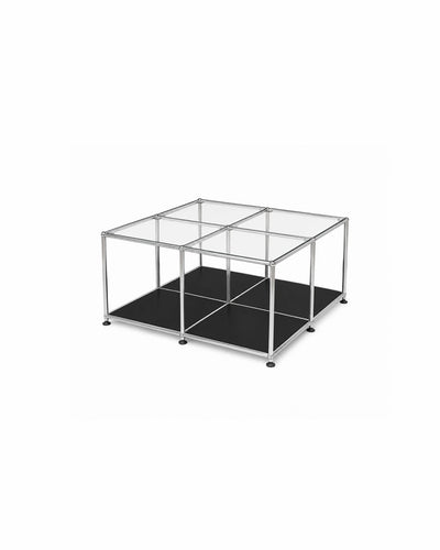 4x4 grid coffee table with black bottom panel, front view