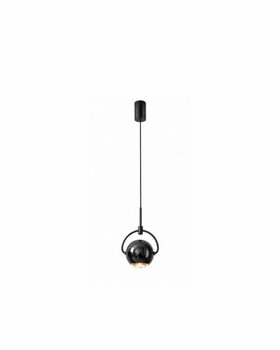 mini aluminum orb pendant light in dark grey - front view product photo