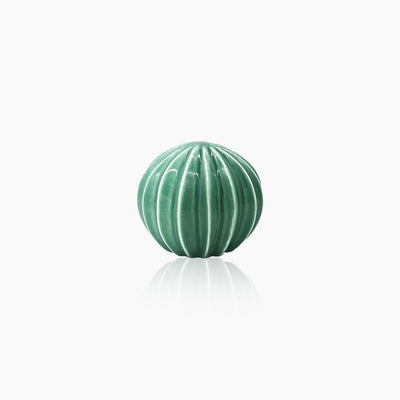 Green Ceramic Cactus Handcrafted Sculpture - Unique Art Piece