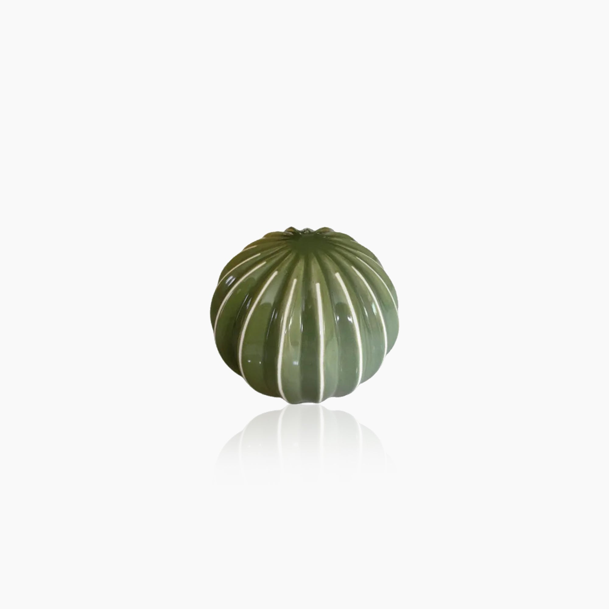 Green Ceramic Cactus Handcrafted Sculpture - Unique Art Piece