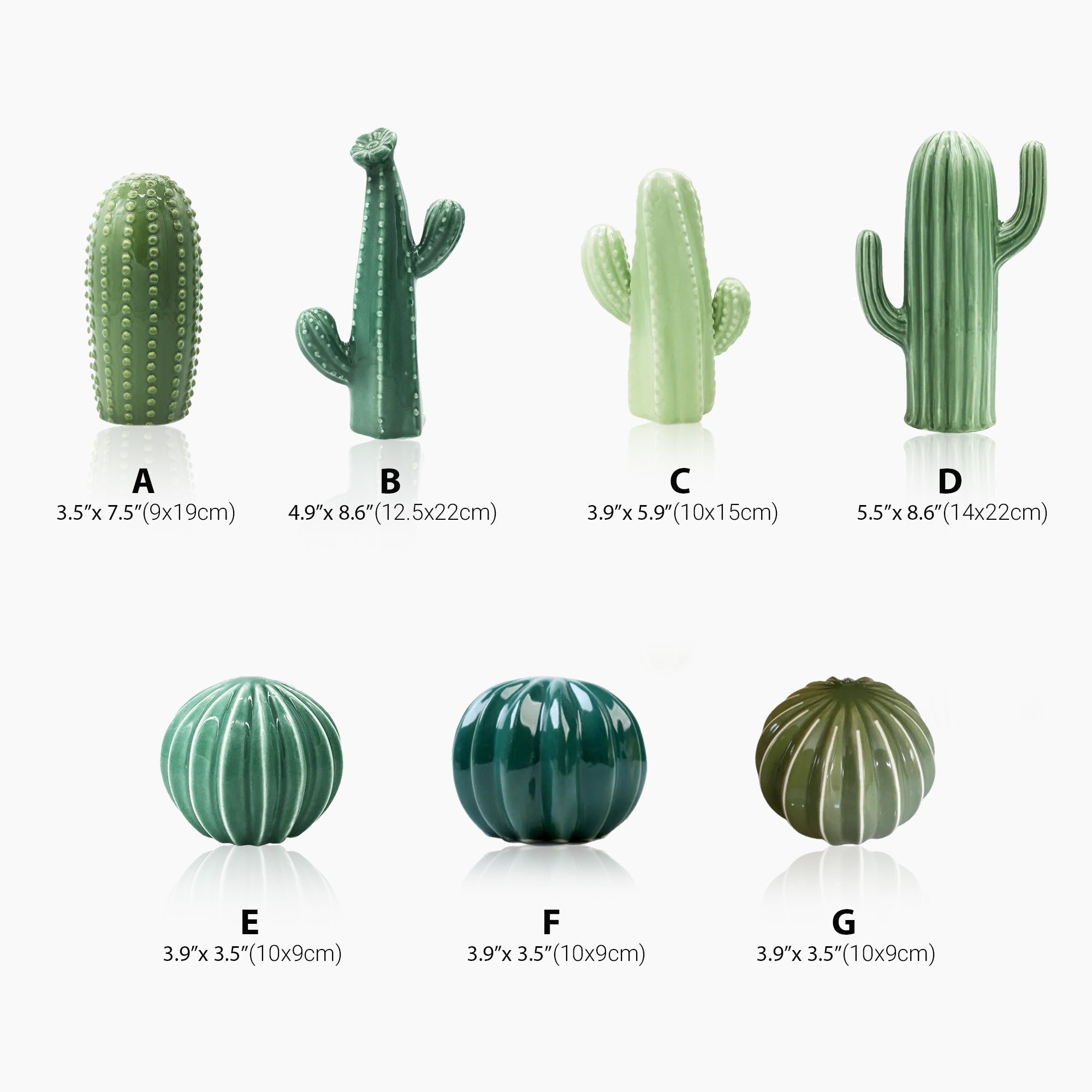 Green Ceramic Cactus Handcrafted Sculpture - Unique Art Piece