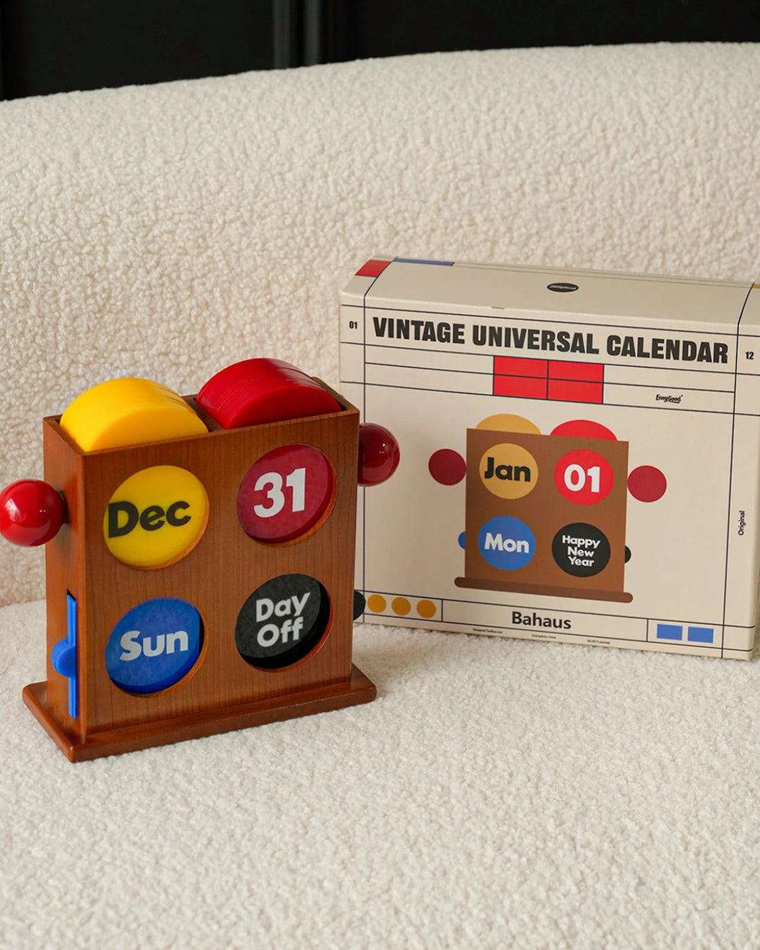 Perpetual calendar styled on a desk